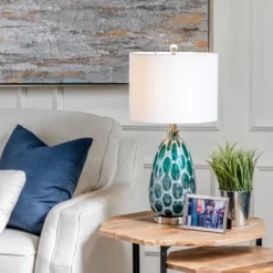 Teal Blue And Nickel Table Lamp-Kirkland's Home Discount