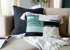 Teal Braided Color Block Lumbar Pillow-Kirkland's Home Cheap