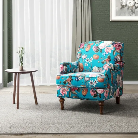 Teal Floral Classic Accent Chair-Kirkland's Home Cheap