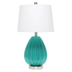 Teal Glass Pleated Table Lamp-Kirkland's Home Clearance