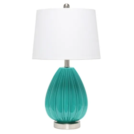 Teal Glass Pleated Table Lamp-Kirkland's Home Clearance
