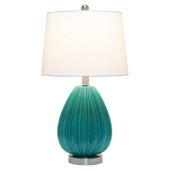 Teal Glass Pleated Table Lamp-Kirkland's Home Clearance