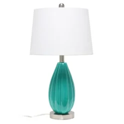 Teal Glass Pleated Table Lamp-Kirkland's Home Clearance