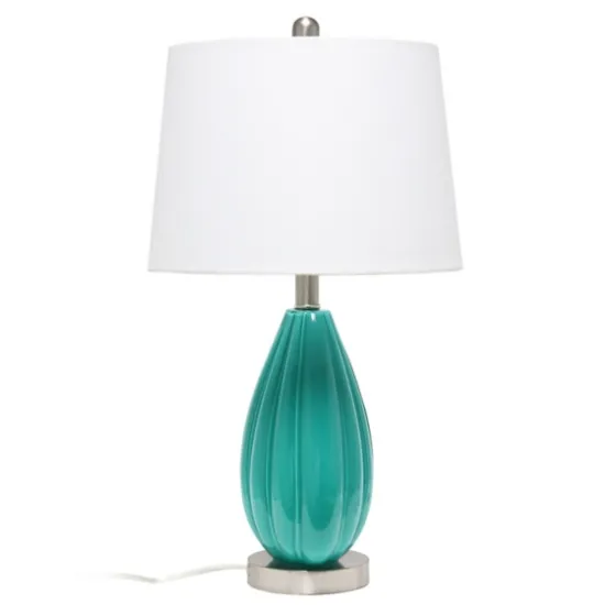 Teal Glass Pleated Table Lamp-Kirkland's Home Clearance