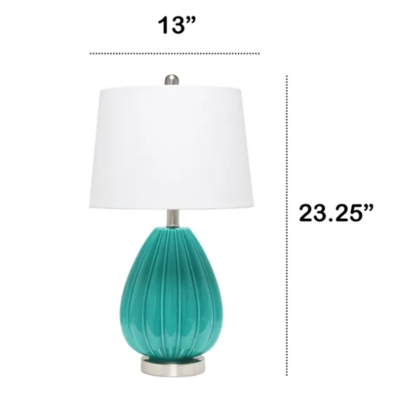 Teal Glass Pleated Table Lamp-Kirkland's Home Clearance