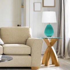 Teal Glass Pleated Table Lamp-Kirkland's Home Clearance