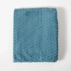 Teal Heavenly Herringbone Plush Throw-Kirkland's Home Hot