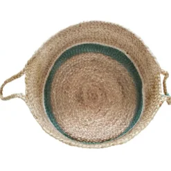 Teal Off White Woven Basket With Tassel, 17 In.-Kirkland's Home Hot