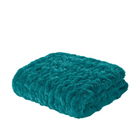Teal Ruched Faux Fur Throw-Kirkland's Home Flash Sale
