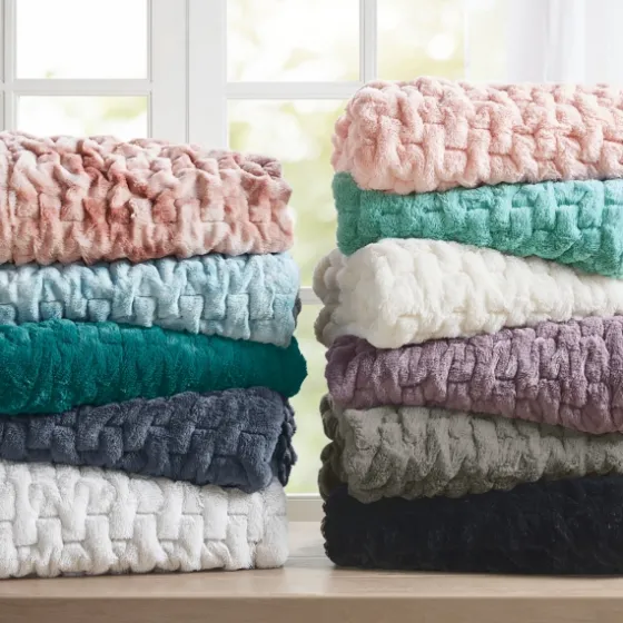 Teal Ruched Faux Fur Throw-Kirkland's Home Flash Sale