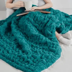 Teal Ruched Faux Fur Throw-Kirkland's Home Flash Sale