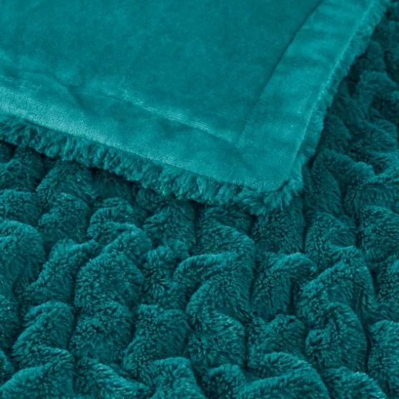 Teal Ruched Faux Fur Throw-Kirkland's Home Flash Sale