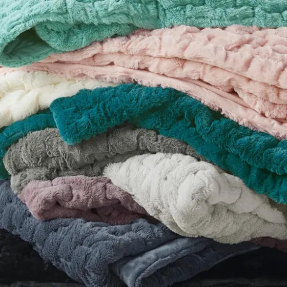 Teal Ruched Faux Fur Throw-Kirkland's Home Flash Sale