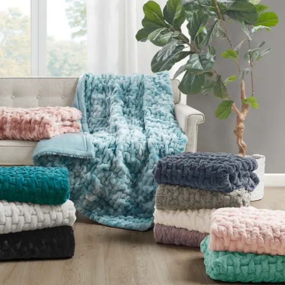 Teal Ruched Faux Fur Throw-Kirkland's Home Flash Sale
