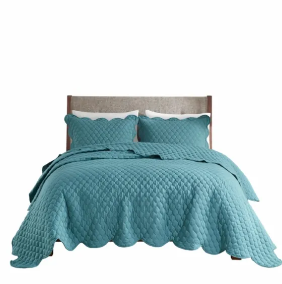 Teal Scalloped Crinkle 3-Pc. Full/Queen Quilt Set-Kirkland's Home Store