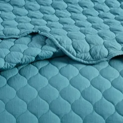 Teal Scalloped Crinkle 3-Pc. Full/Queen Quilt Set-Kirkland's Home Store