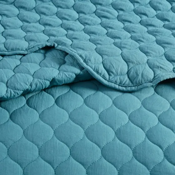 Teal Scalloped Crinkle 3-Pc. Full/Queen Quilt Set-Kirkland's Home Store