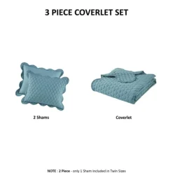Teal Scalloped Crinkle 3-Pc. Full/Queen Quilt Set-Kirkland's Home Store