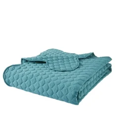Teal Scalloped Crinkle 3-Pc. Cali King Quilt Set-Kirkland's Home Outlet