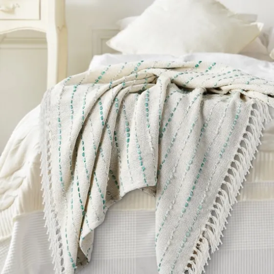 Teal Shimmer Stripe Woven Throw-Kirkland's Home New
