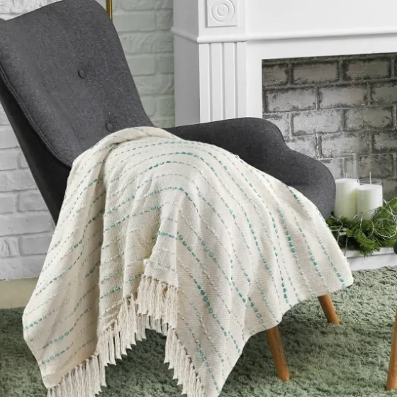 Teal Shimmer Stripe Woven Throw-Kirkland's Home New