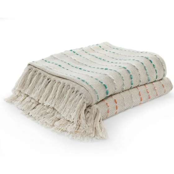 Teal Shimmer Stripe Woven Throw-Kirkland's Home New