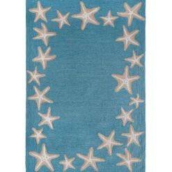 Teal Starfish Border Outdoor Area Rug, 5X7-Kirkland's Home Store