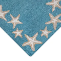 Teal Starfish Border Outdoor Area Rug, 5X7-Kirkland's Home Store