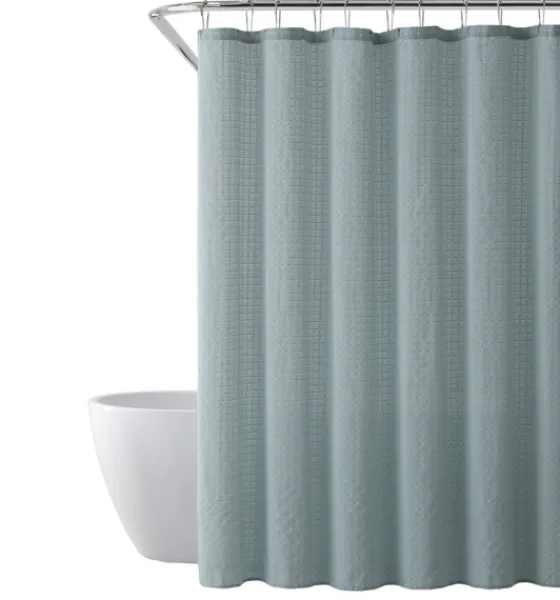 Teal Waffle Cotton Blend Shower Curtain-Kirkland's Home Best Sale