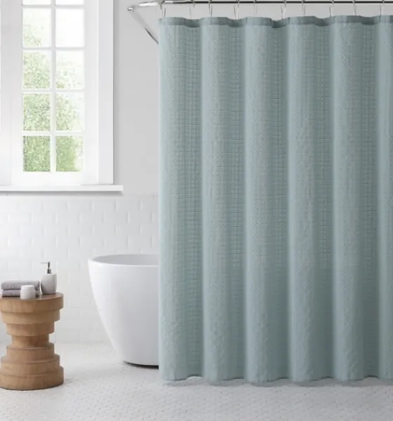 Teal Waffle Cotton Blend Shower Curtain-Kirkland's Home Best Sale