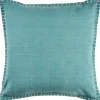 Teal With Embroidered Edge Pillow, 24 In.-Kirkland's Home Online