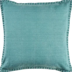 Teal With Embroidered Edge Pillow, 24 In.-Kirkland's Home Online