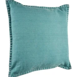 Teal With Embroidered Edge Pillow, 24 In.-Kirkland's Home Online