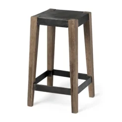 Terry Black Metal And Brown Wood Counter Stool-Kirkland's Home Fashion