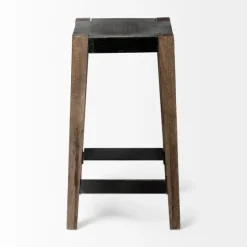 Terry Black Metal And Brown Wood Counter Stool-Kirkland's Home Fashion