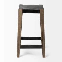Terry Black Metal And Brown Wood Counter Stool-Kirkland's Home Fashion