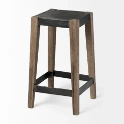 Terry Black Metal And Brown Wood Counter Stool-Kirkland's Home Fashion