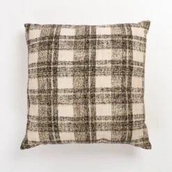 Textured Gray And White Plaid Pillow-Kirkland's Home Shop