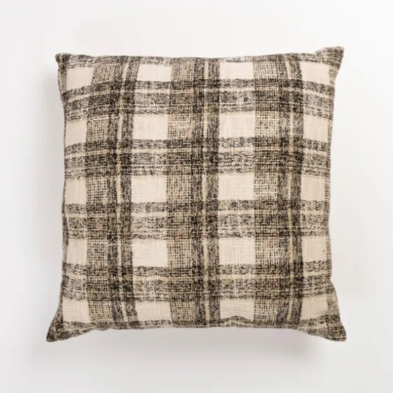 Textured Gray And White Plaid Pillow-Kirkland's Home Shop