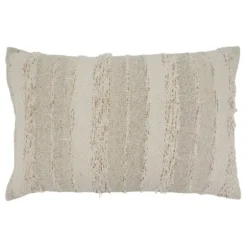 Textured Ivory Fringe Lumbar Throw Pillow-Kirkland's Home New