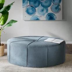 Thick Welting Center Button Oval Ottoman-Kirkland's Home Flash Sale