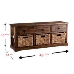 Tommy Wood And Woven Baskets Storage Bench-Kirkland's Home New