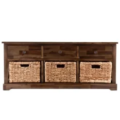 Tommy Wood And Woven Baskets Storage Bench-Kirkland's Home New