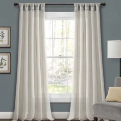 Top Knotted Burlap Curtain Panel Set, 95 In.-Kirkland's Home Cheap