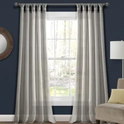 Top Knotted Burlap Curtain Panel Set, 84 In.-Kirkland's Home Clearance