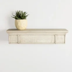 Traditional Whitewashed Wood Wall Shelf-Kirkland's Home Store