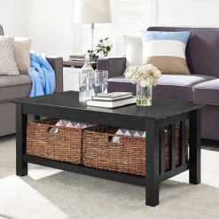 Traditional Wooden Basket Coffee Table-Kirkland's Home Fashion