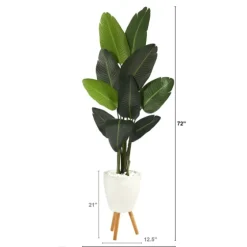 Travelers Palm Rock Tree In White Plant Stand-Kirkland's Home Flash Sale
