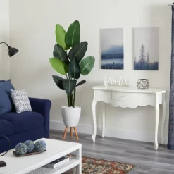 Travelers Palm Rock Tree In White Plant Stand-Kirkland's Home Flash Sale