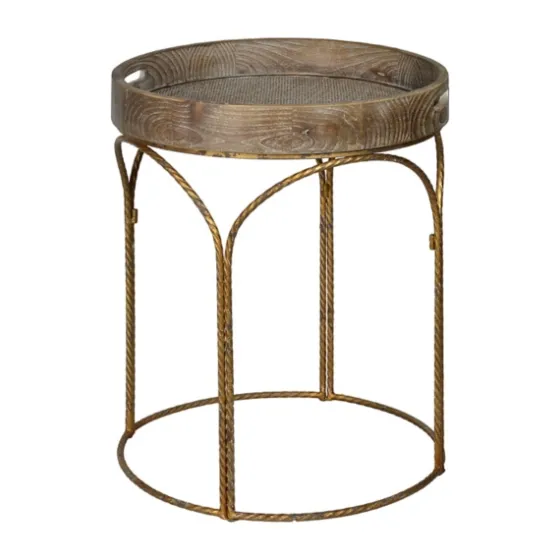 Tray Top Wood And Gold Metal Accent Table-Kirkland's Home Shop